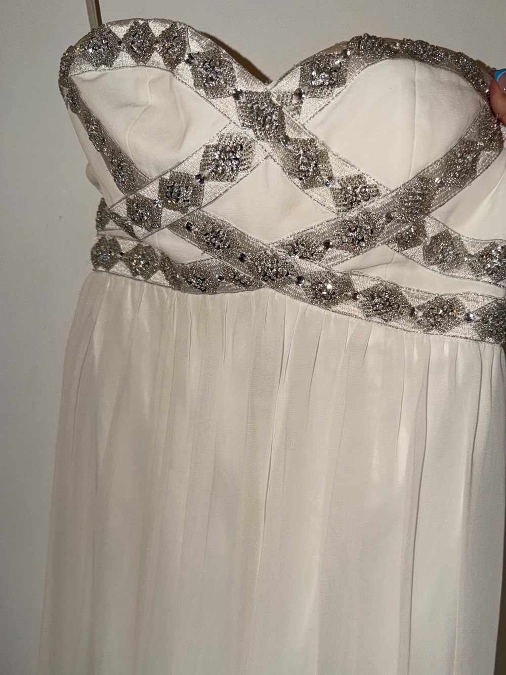 Beaded Ivory Strapless Prom Gown